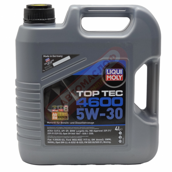 НС-синтетическое моторное масло Liqui Moly Top Tec 4600 5W-30 SN/CF, C3 4л
